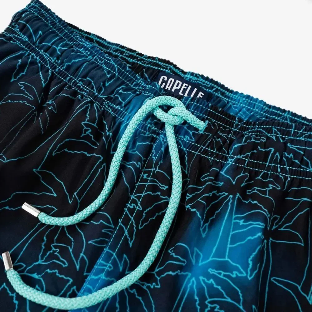 Capelle Miami Foggy Palms Board Shorts Men’s Large Swim Trunks w/Carry Bag